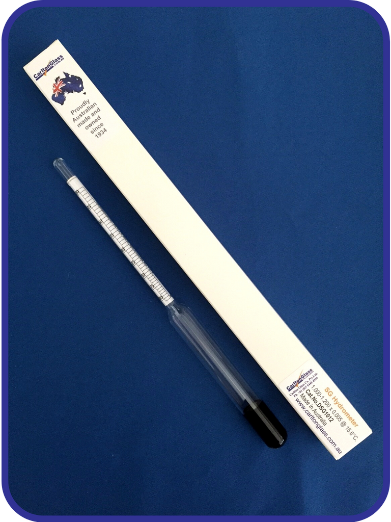 Carlton Glass Australia Laboratory Glassware Hydrometer Specific Gravity Wide Range DSG.png