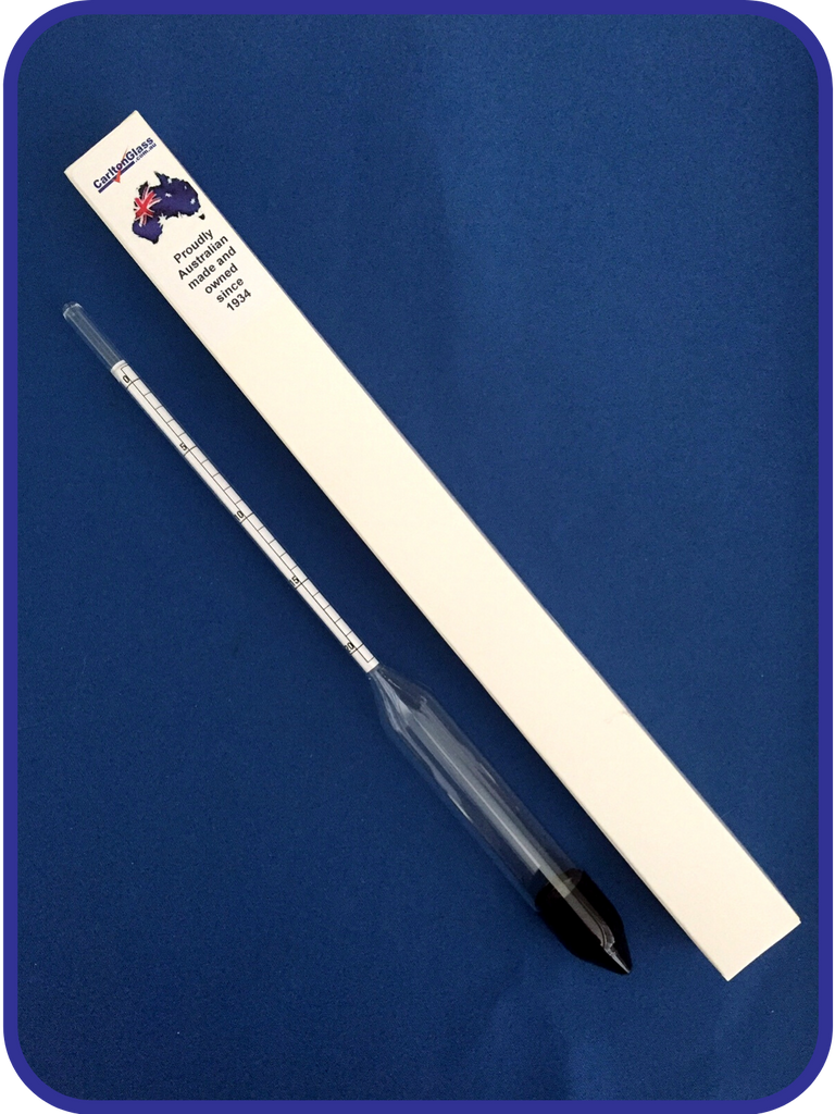 Carlton Glass Australia Laboratory Glassware ZINC020 Zinc Sulphate Hydrometer 0-20%
